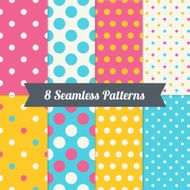 Set of Polka Dot Holiday Seamless Patterns