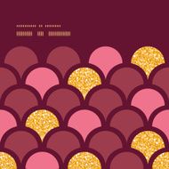 Gold glitter fish scale horizontal frame seamless pattern background
