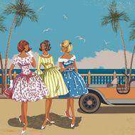 Three women at the sea