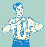 Man Putting on Tie