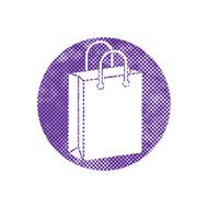 Shopping Bag vector icon with pixel print halftone dots texture