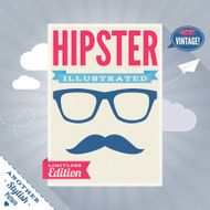 Funny hipster magazine cover illustration Flat style