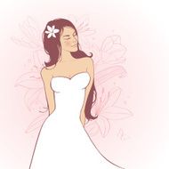 Elegant Bride on floral background