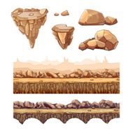 Seamless cartoon stones and bridge for game design Vector elements