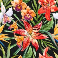 Vector tropical watercolor lilly pattern