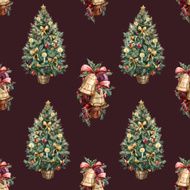 Watercolor Christmas tree pattern