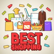 best shopping illustration concept Many object purchased in the store