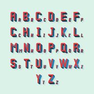 Vector retro volumetric 3d alphabet N2