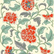 Ornamental colored antique floral pattern