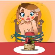 cartoon woman with cake