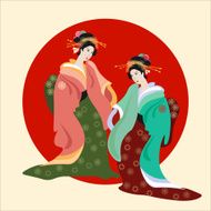 Geisha Japanese culture vector illustration