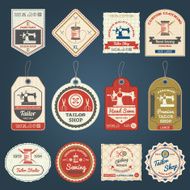 Tailor shop badges labels icons set