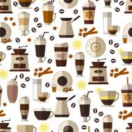 Seamless coffee pattern in flat style