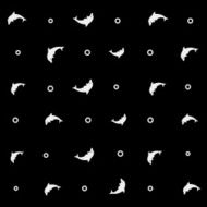 Geometric simple monochrome minimalistic vector marine pattern dolphins