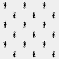 Geometric simple monochrome minimalistic vector marine pattern seahorse N2