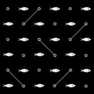 Geometric simple monochrome minimalistic vector marine pattern fish N2