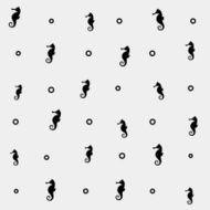 Geometric simple monochrome minimalistic vector marine pattern seahorse N5