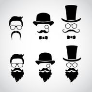 Retro gentleman icon set