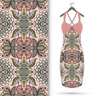 Fashion seamless geometric pattern women&#039;s dress on a hanger