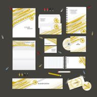 Stationery template design set with arrow technology on background N2