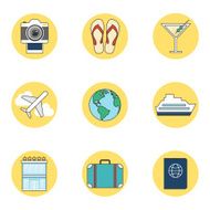 Travel icons set line style