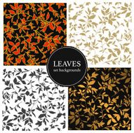 floral leaves decoration style isolated set backgrounds
