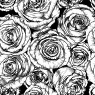 Black and white Seamless Pattern with Roses