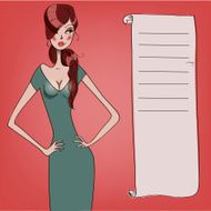 cute woman with a paper scroll