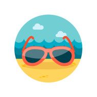 Sunglasses flat icon with long shadow