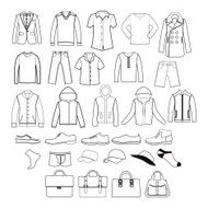 Set of men clothing garments and accessories icons