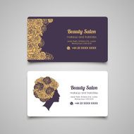 Beauty Salon business card design template with beautiful woman&#039;s profile