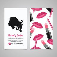 Beauty Salon business card design template with beautiful woman&#039;s profile N2