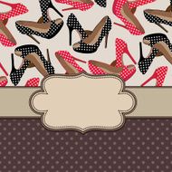 Vintage vector frame with shoes