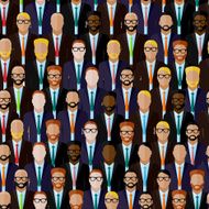 seamless pattern with men (businessmen or politicians) crowd