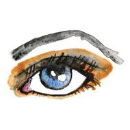 Watercolor hand drawn eye Make up