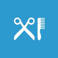 barbershop icon white on the blue background