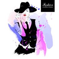 Fashion girl in sketch-style N5