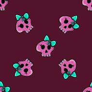 Doodle seamless pattern with skull - 2