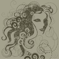 Vector grunge closeup portrait of a girl