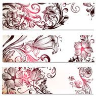 Floral backgrounds set with ornaments