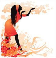 romantic girl on a flower background