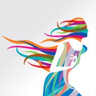 Beautiful fashion women with abstract elements