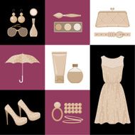 Fashion set in a style flat design