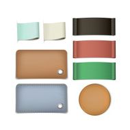 blank leather jeans label set over white