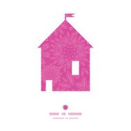 Vector pink abstract flowers texture house silhouette pattern frame