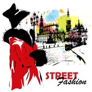 Fashion girl in sketch-style N10