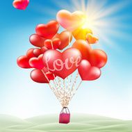 Couple in hot air hearts balloons EPS 10