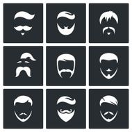 Retro Mens Hair Styles icon set