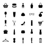 Beauty fashion sale shopping black icons set