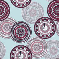 Vector Seamless Pattern with clock and rounded ornament N2